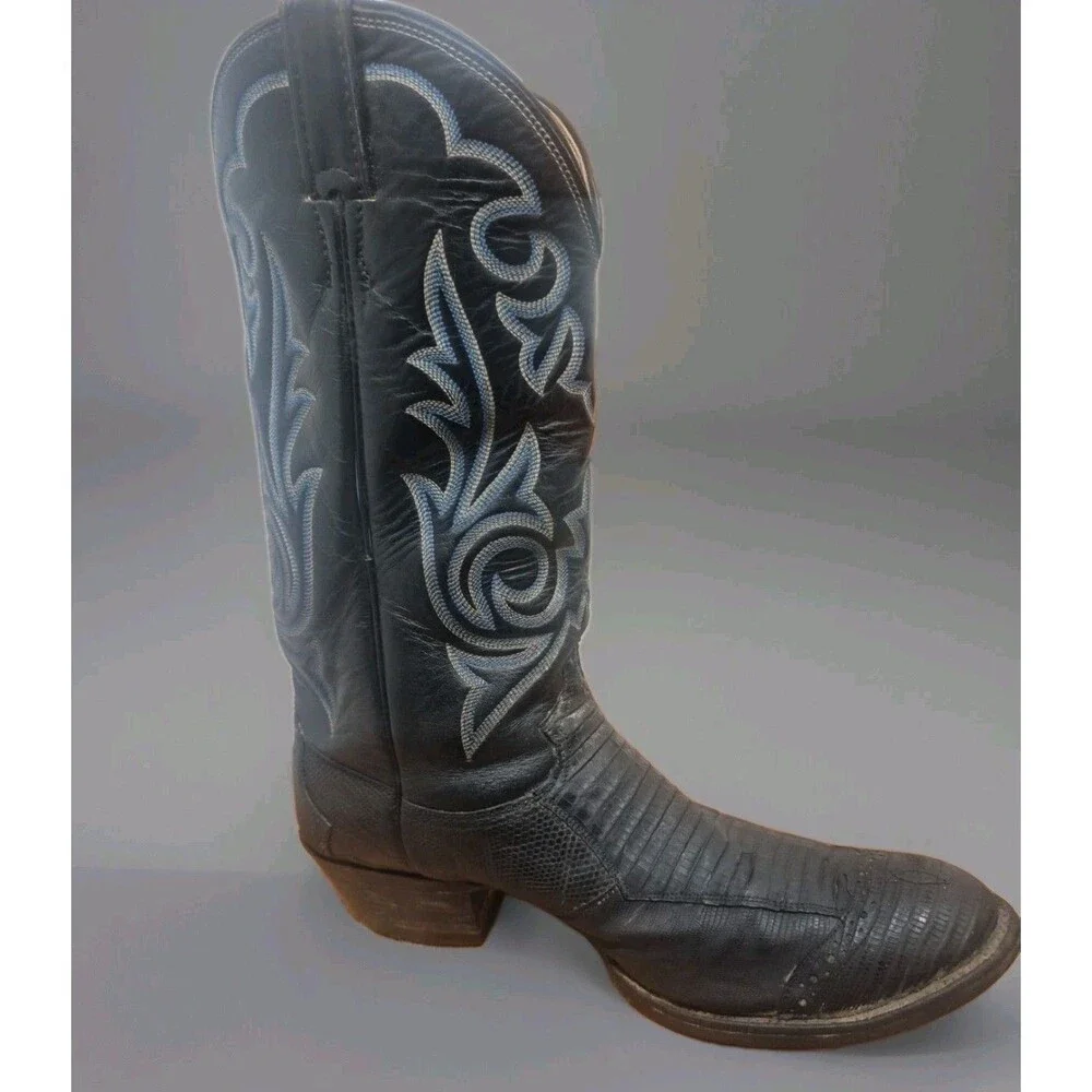 Vintage Justin Lizard  Cowboy Boots 8393 USA Black Men’s Size 11B Western Exotic